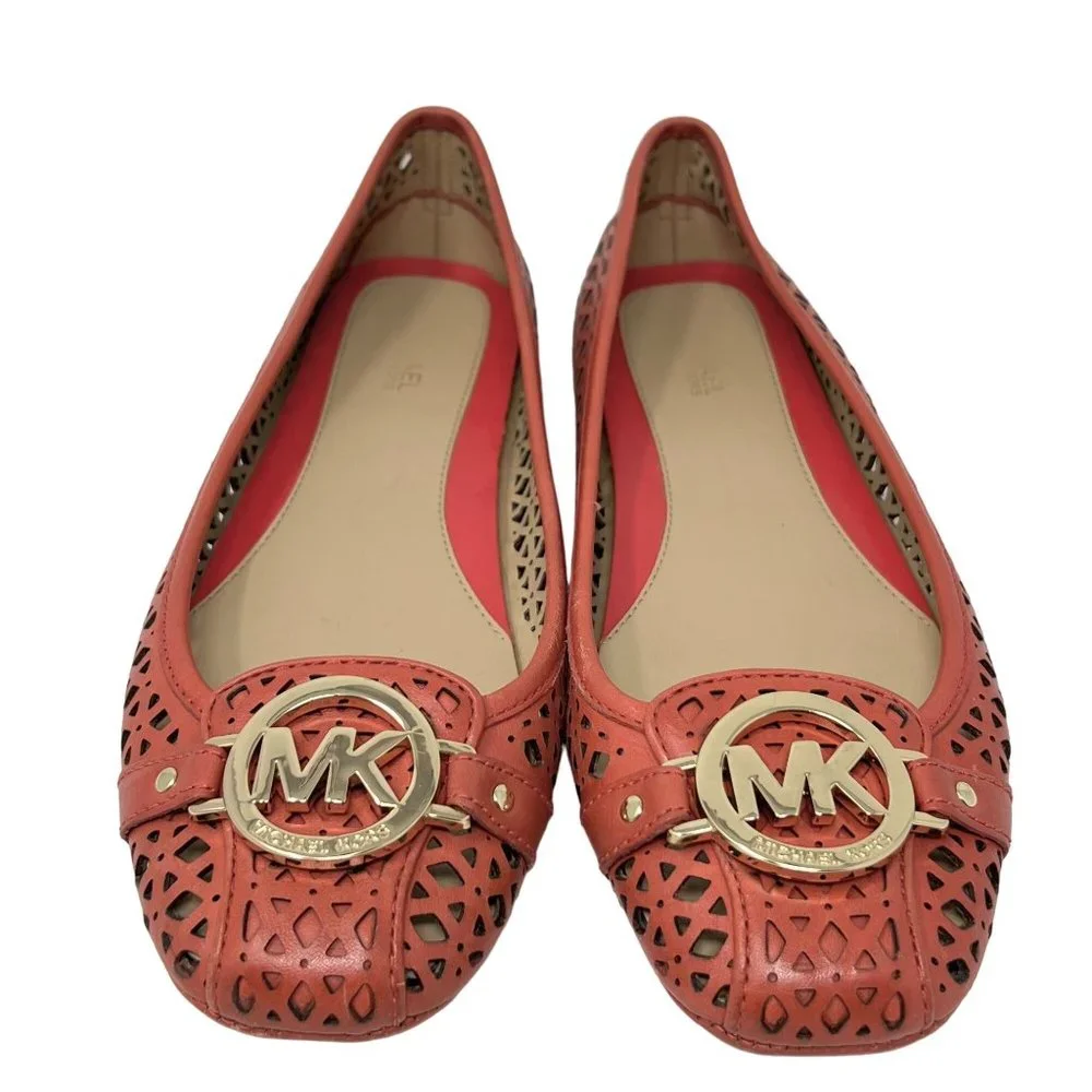 Michael‎ Kors Fulton Moc Sienna Orange Laser Cut Leather Size 7.5 M